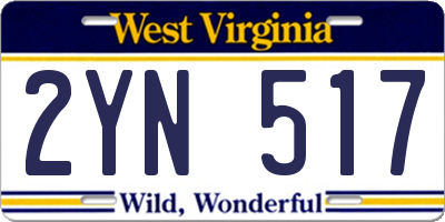 WV license plate 2YN517