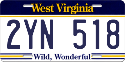 WV license plate 2YN518