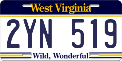 WV license plate 2YN519