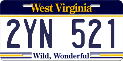 WV license plate 2YN521