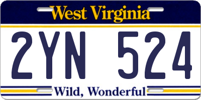 WV license plate 2YN524