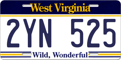 WV license plate 2YN525