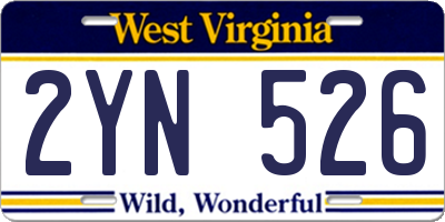 WV license plate 2YN526