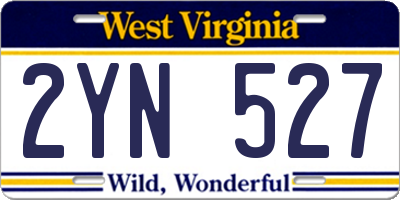 WV license plate 2YN527
