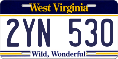 WV license plate 2YN530