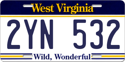 WV license plate 2YN532