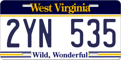 WV license plate 2YN535