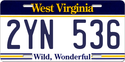WV license plate 2YN536