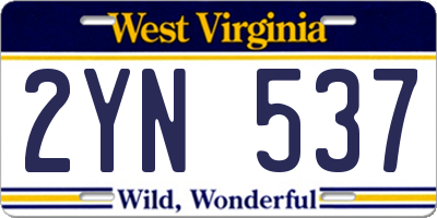 WV license plate 2YN537