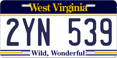 WV license plate 2YN539