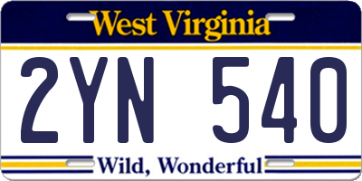 WV license plate 2YN540