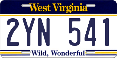 WV license plate 2YN541