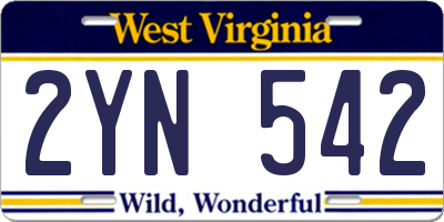 WV license plate 2YN542