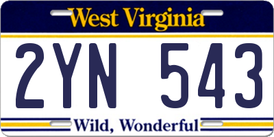 WV license plate 2YN543