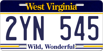 WV license plate 2YN545
