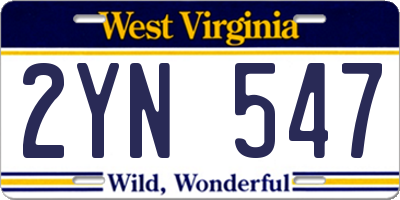 WV license plate 2YN547