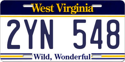 WV license plate 2YN548
