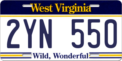 WV license plate 2YN550
