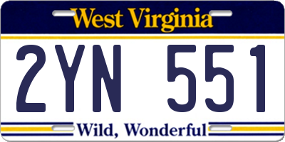 WV license plate 2YN551