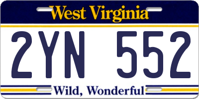 WV license plate 2YN552