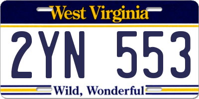 WV license plate 2YN553