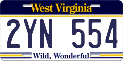 WV license plate 2YN554