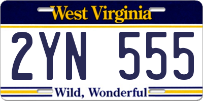 WV license plate 2YN555