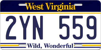 WV license plate 2YN559