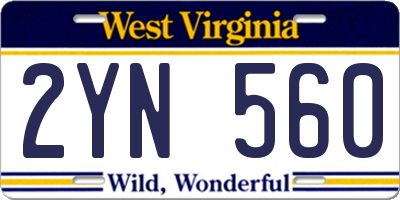 WV license plate 2YN560