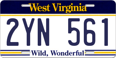 WV license plate 2YN561