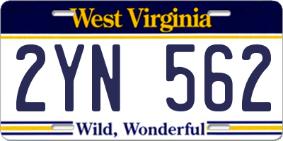 WV license plate 2YN562