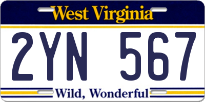 WV license plate 2YN567