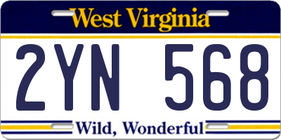 WV license plate 2YN568