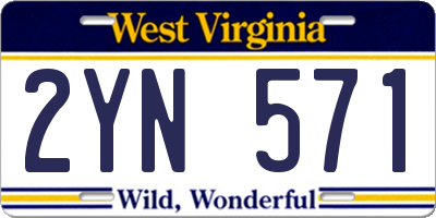 WV license plate 2YN571