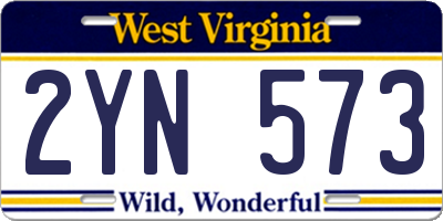 WV license plate 2YN573