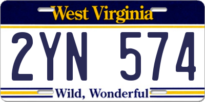 WV license plate 2YN574