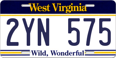 WV license plate 2YN575