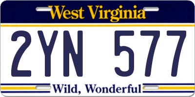 WV license plate 2YN577