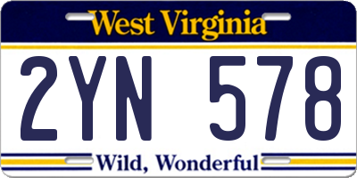 WV license plate 2YN578