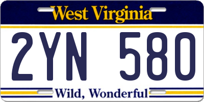 WV license plate 2YN580