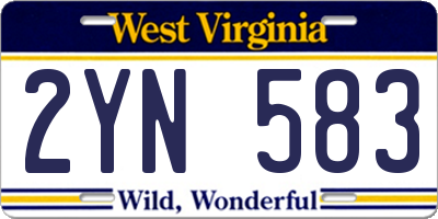 WV license plate 2YN583