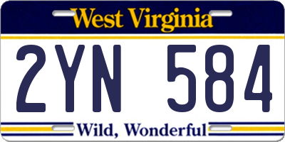 WV license plate 2YN584