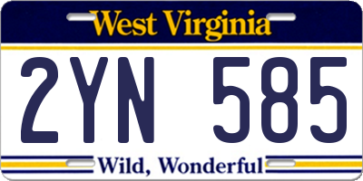 WV license plate 2YN585