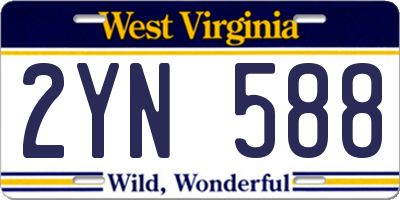 WV license plate 2YN588
