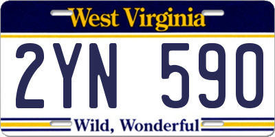WV license plate 2YN590