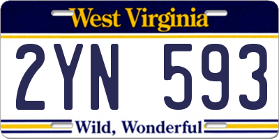WV license plate 2YN593