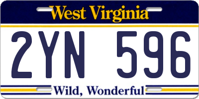WV license plate 2YN596