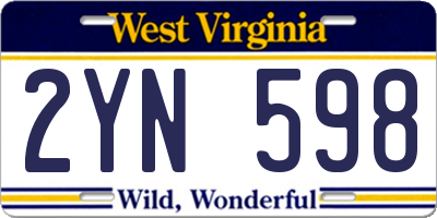 WV license plate 2YN598