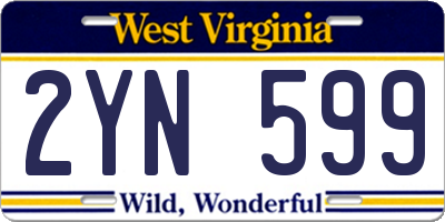 WV license plate 2YN599