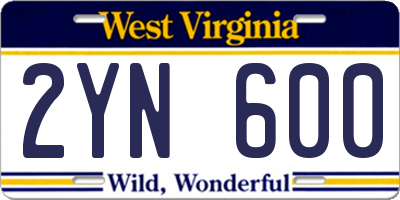WV license plate 2YN600